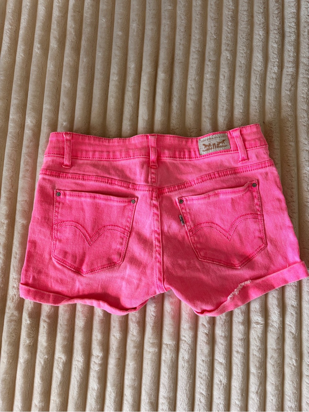 Levi's Women's Bright Pink Denim Cutoff Shorts